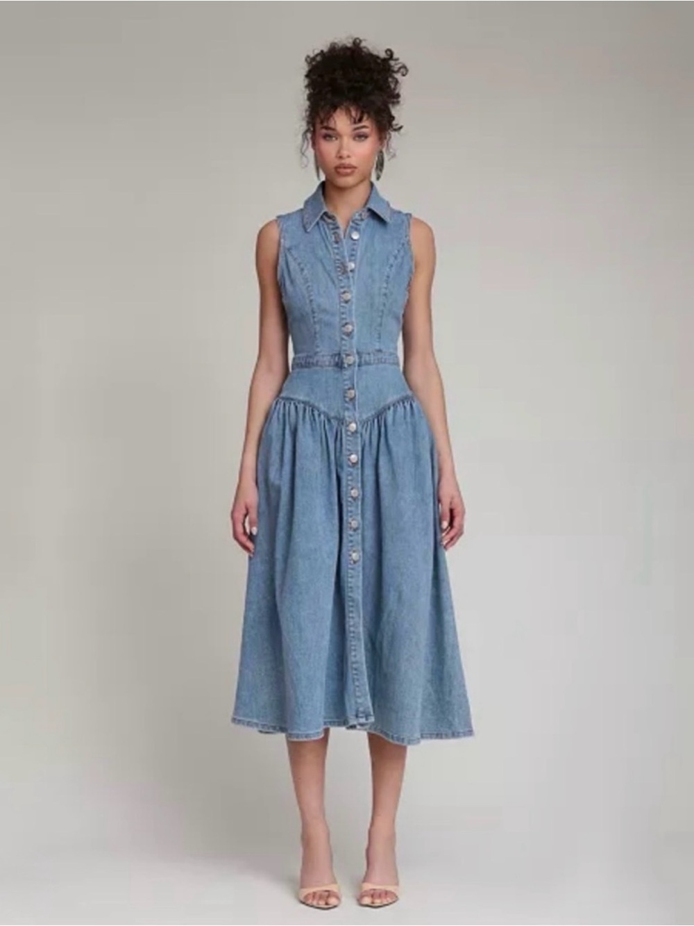 7 For All Mankind Denim Drop Waist Midi Dress NWT Size 10